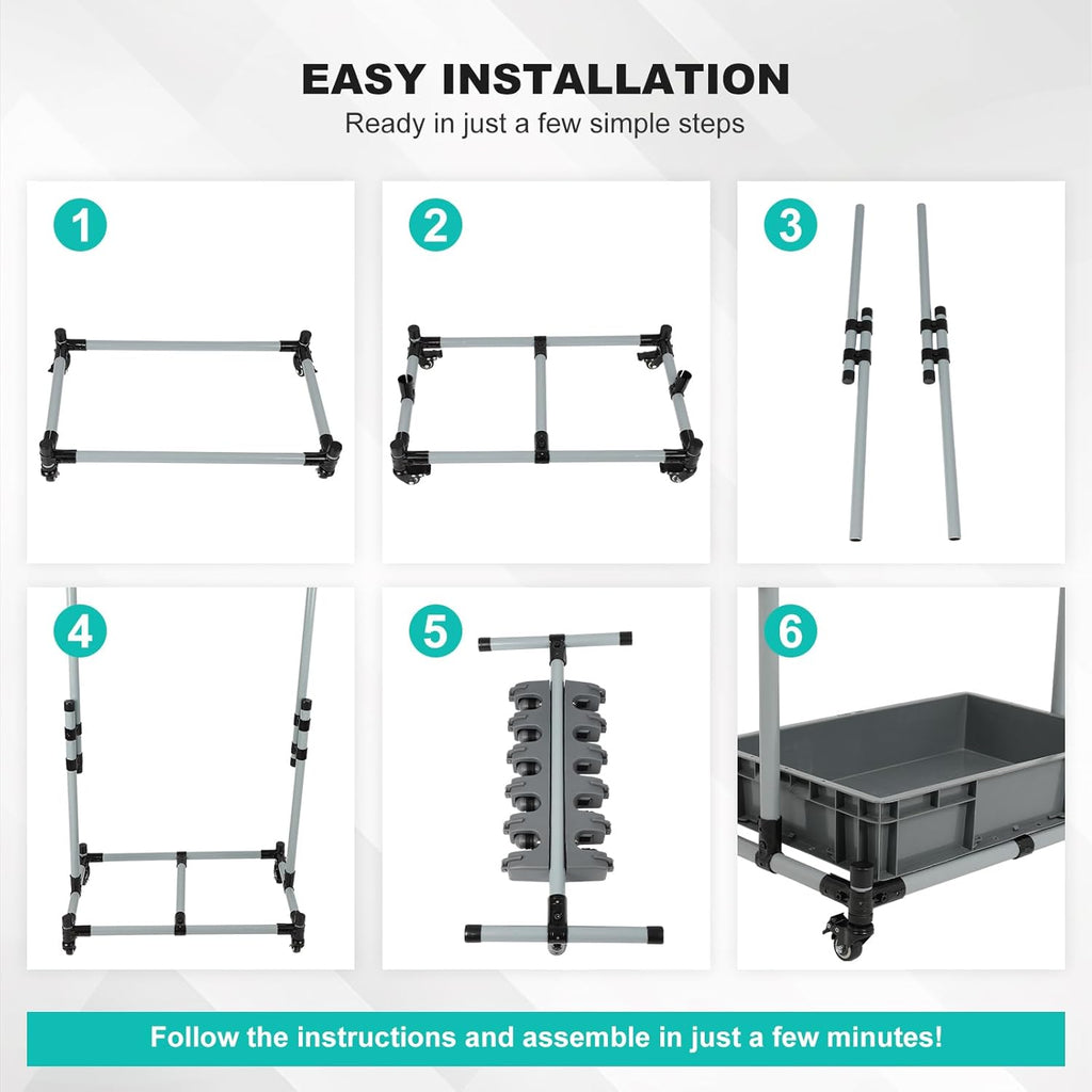 Rolling Cleaning Cart with Mop & Broom Organizer,Movable Floor-Mounted Mop Rack Floor Standing