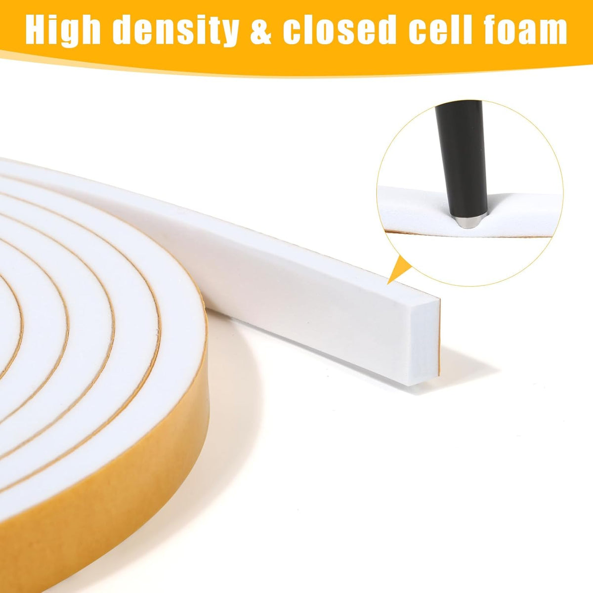 32Feet Weather Stripping Seal 1/4 Inch X 1/16 Inch for Door Window, High Density Foam Tape