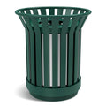 Round Heavy Duty Outdoor Trash Can, Large Metal Slatted Garbage Can for All Weather Resistant