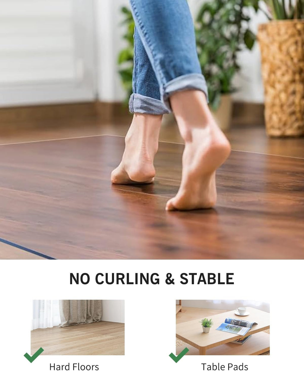 Area Mat for Hard Floors, 5'×7' Transparent PVC Area Rug for Home, Waterproof Durable Protector for