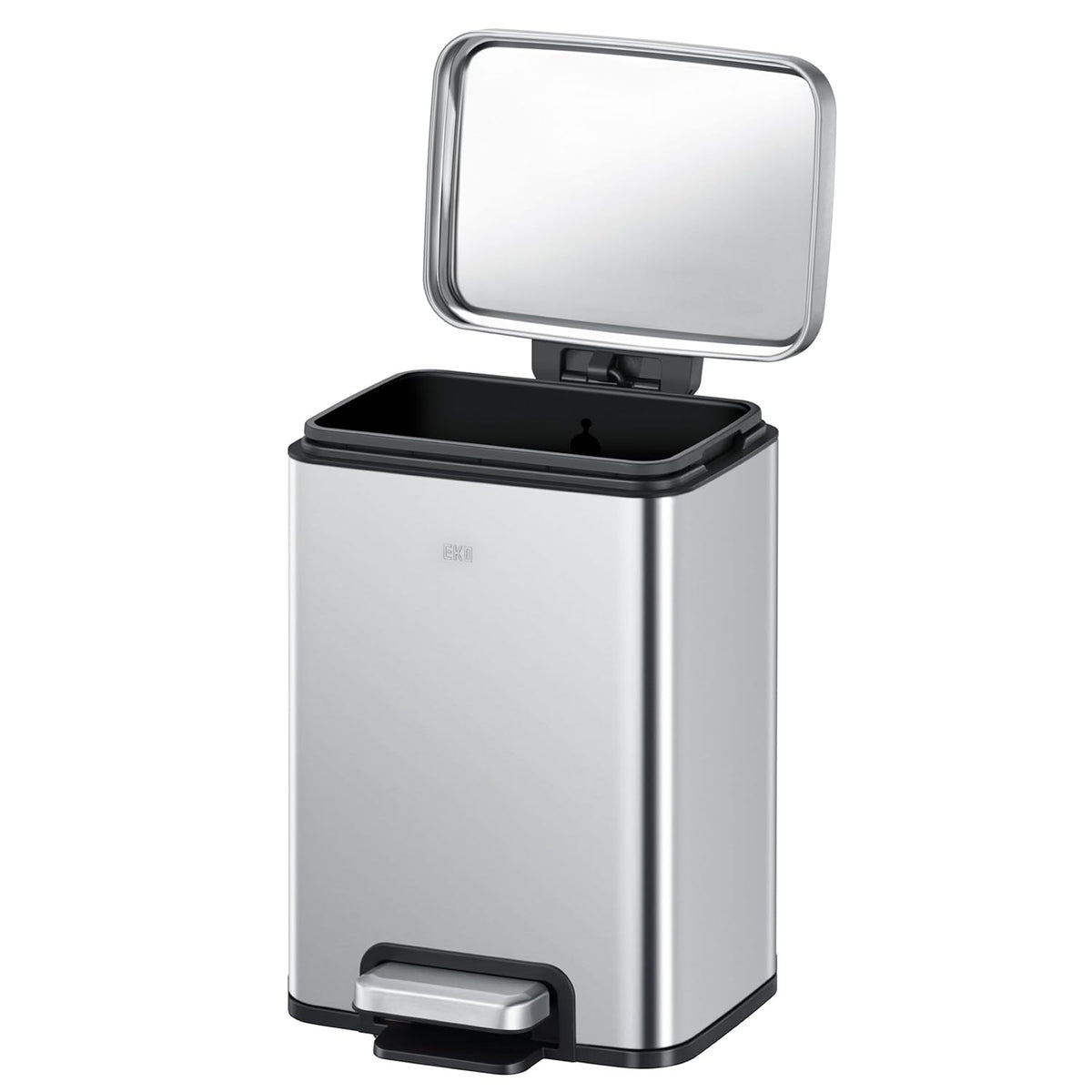 EKO Madison 6L / 1.6 Gal Bathroom Trash Can with Lid and Removable Inner Basket, Rectangular Small