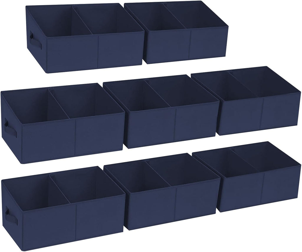 DIMJ Large Closet Shelf Organizer Bins 8Packs with Handles and Divider, Fabric Trapezoid Storage