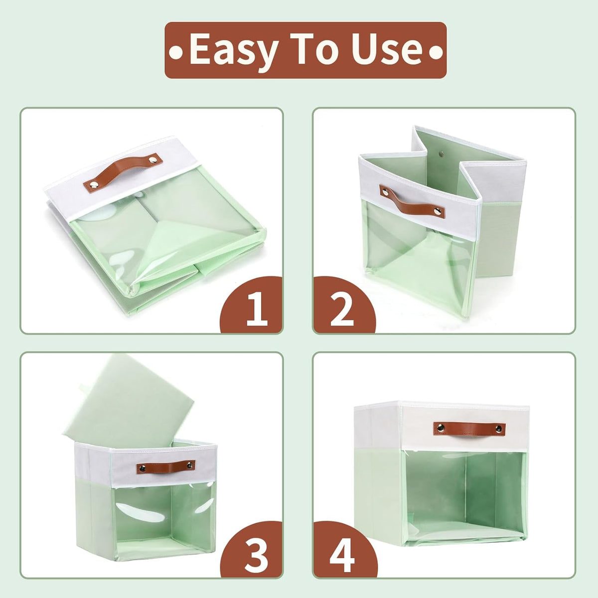 HNZIGE Clear Storage Cubes Bins 11 x 11, Fabric Storage Cube Bins for Storage Organizer,Shelf