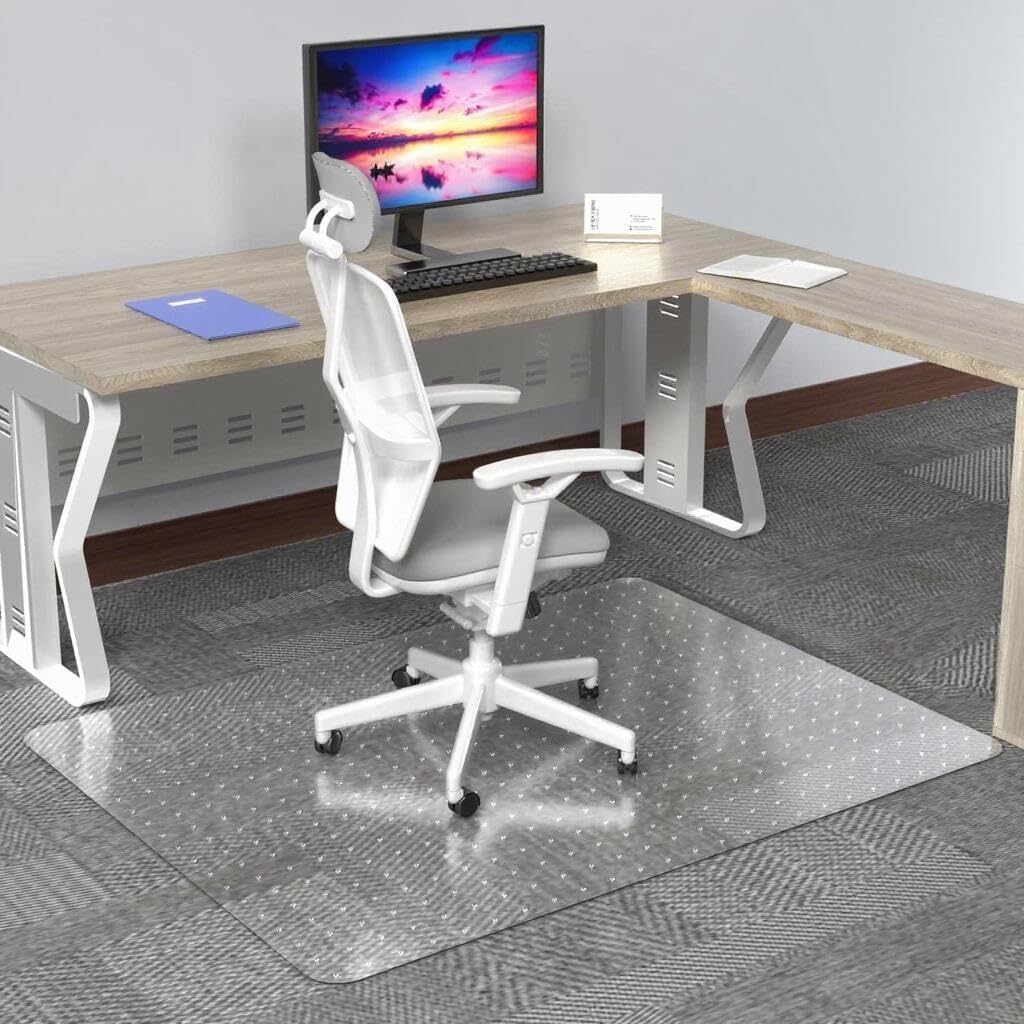 Office Chair Mat for Carpets - 45” x 53” Clear Carpet Chair Mats for Low Pile Carpeted Floors Home