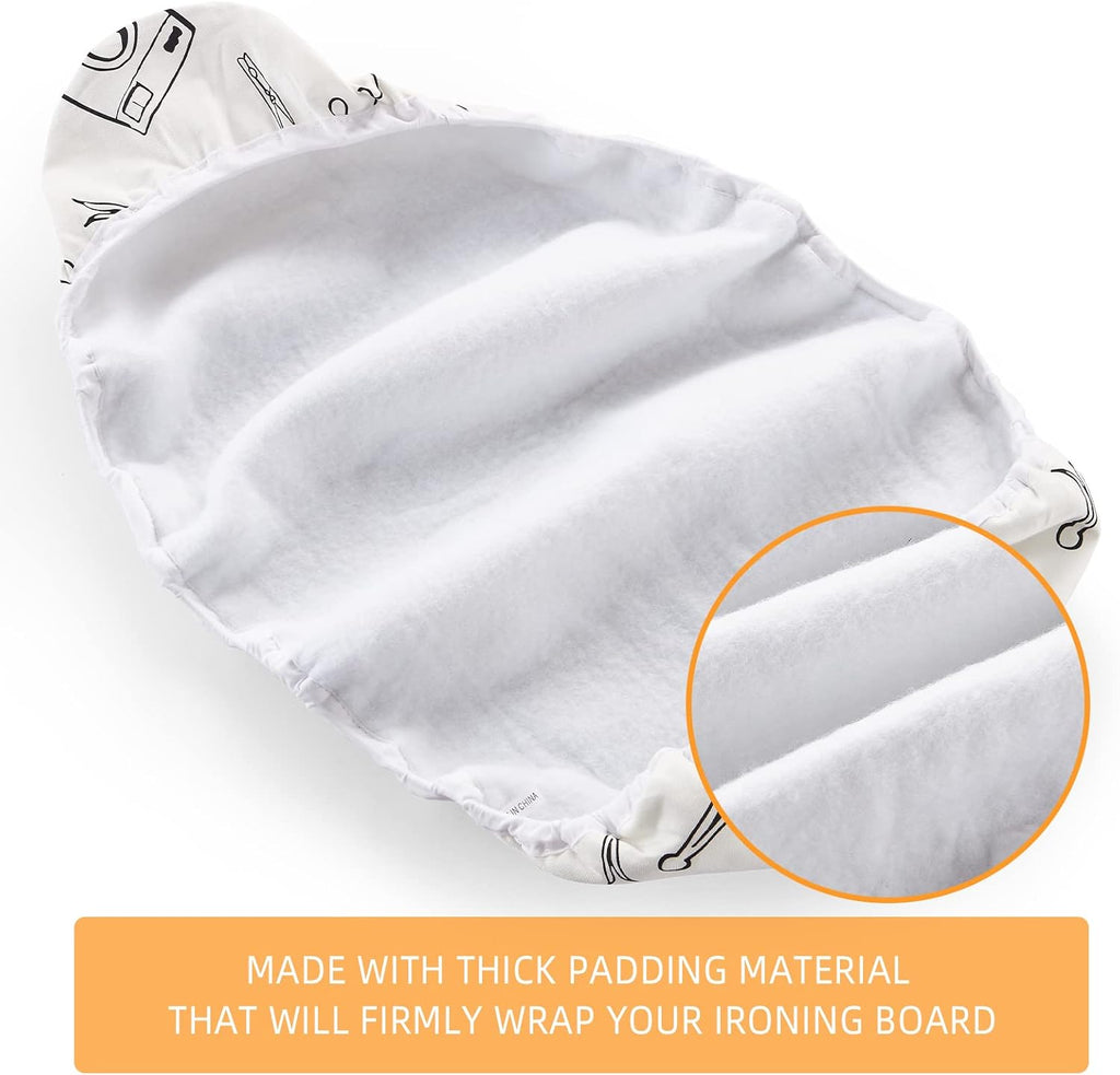 Wide Ironing Board Cover and Pad 18 x 49 inch Heat Reflective with Hook and Loop Fasteners, Thick