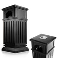 IRONWALLS Commercial Trash Can with Lid, Black Outdoor Garbage Can for Patio, Side Opening Steel