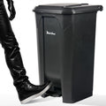 27 Gallon Step-On Trash Can/Container, Black Plastic Dustbin with Lid and Foot Pedal, Hands-Free