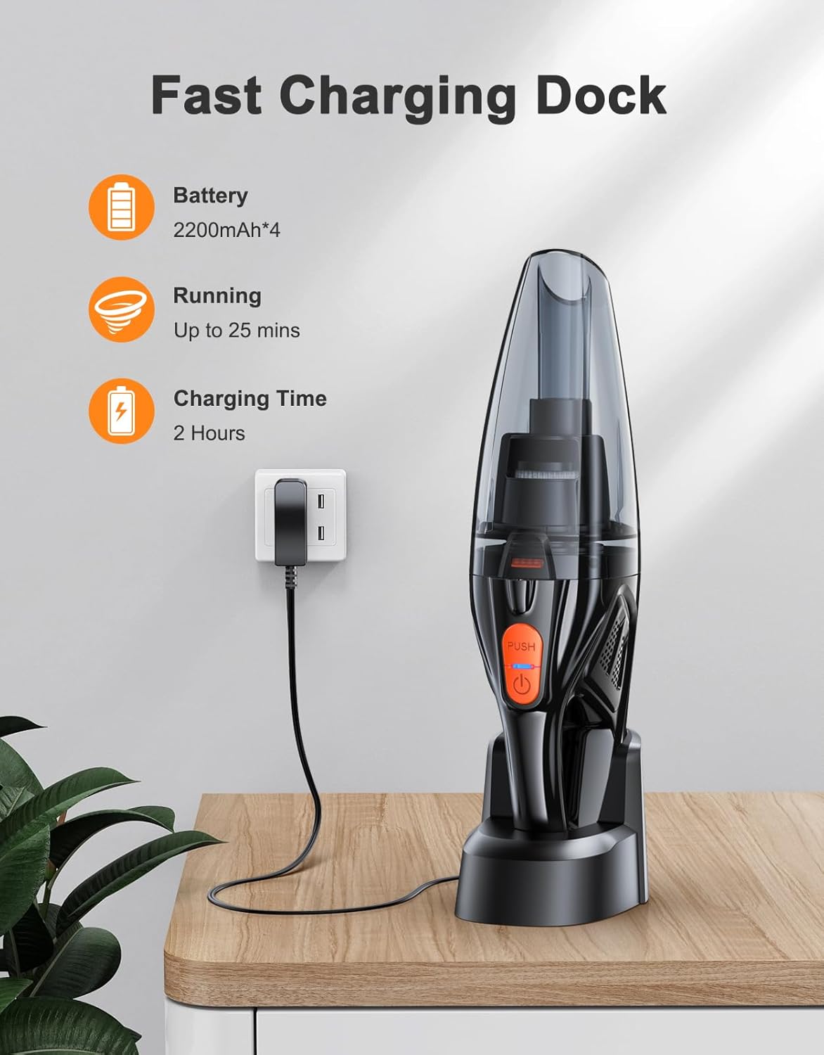 Handheld Vacuum Cordless Rechargeable 9KPA - [2H Fast Charging Dock] Portable Car Vacuum Cleaner