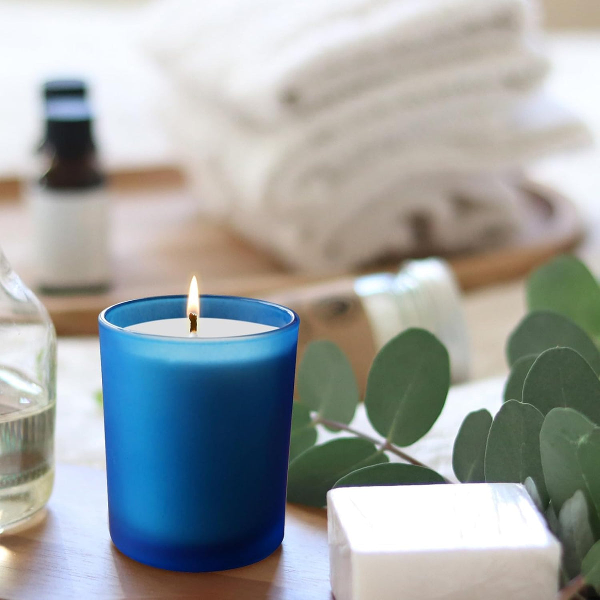 SHOWIN 14 OZ Thick Candle Jars for Making Candles 12 Pcs, 3 Wick Empty Jars with Wood Lids for