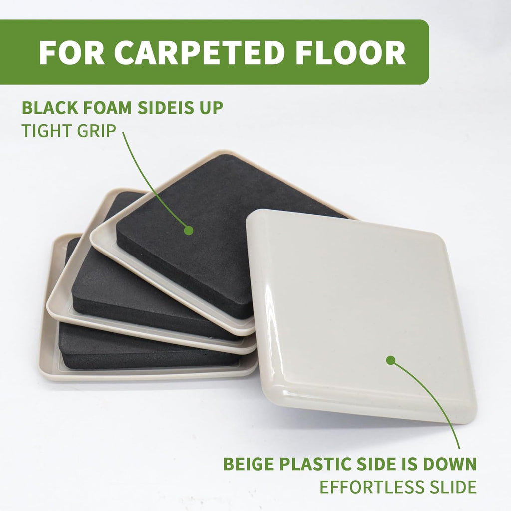Furniture Sliders for Carpet 8 PCS - 3 1/2 inch Furniture Moving Slider Chair Legs Floors