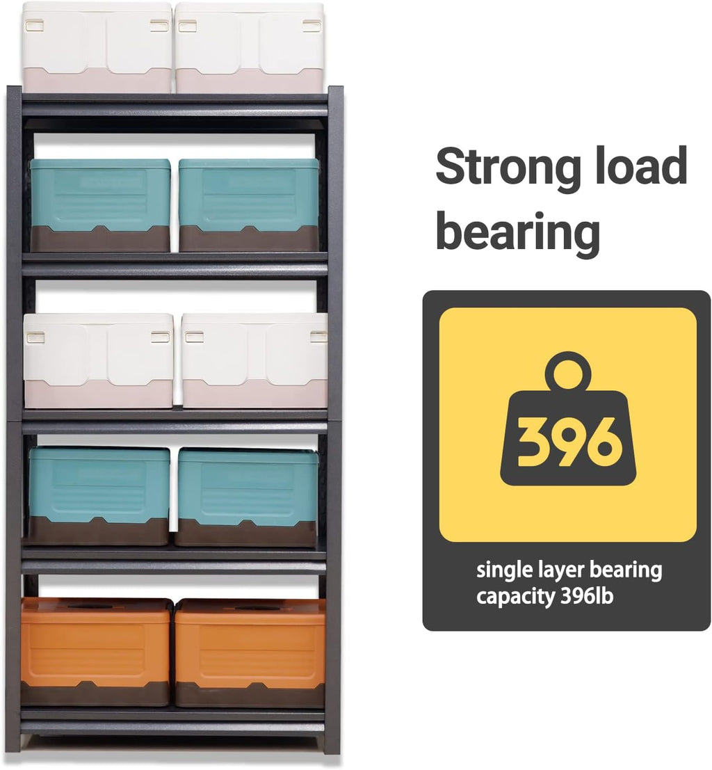 63" H Heavy Duty Garage Shelving, Metal Storage Shelves, Adjustable 5 Tier Metal Shelving Unit