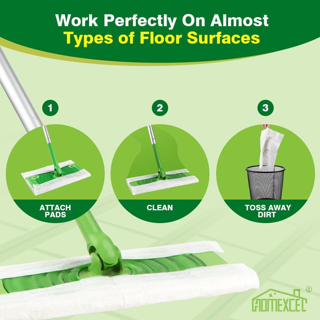HOMEXCEL Dry Sweeping Cloths Pads Compatible with Swiffer Sweeper, Disposable Duster Refills Mop