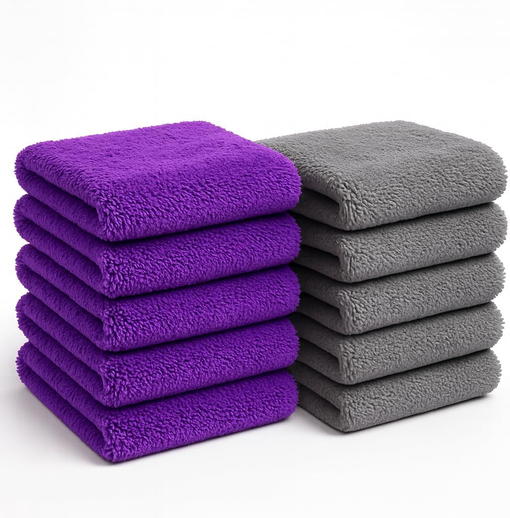 Paks Edgeless Microfiber Towels for Cars - 16x16 Microfiber Cleaning Cloth - 10-Pack Extra