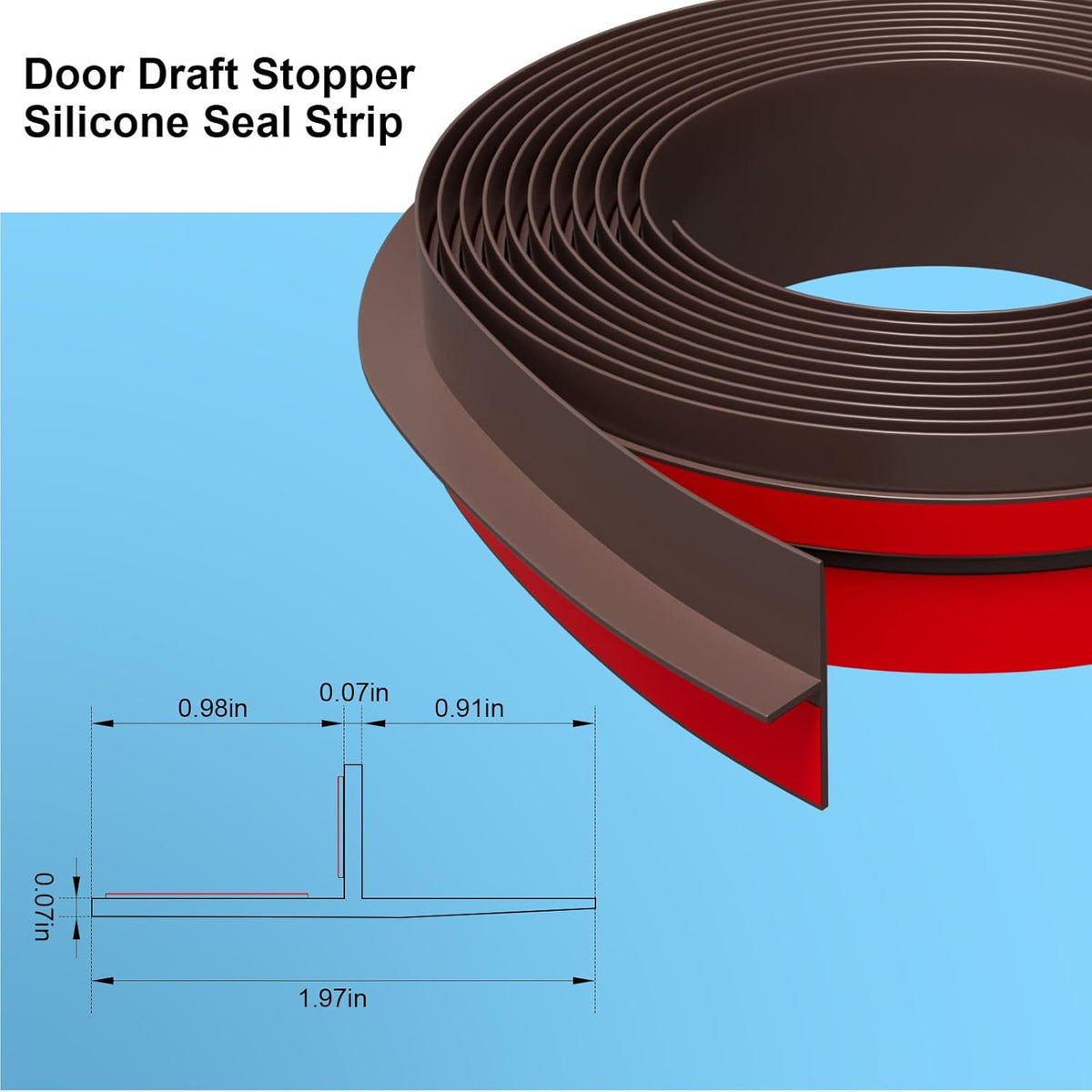 T-Shaped Door Draft Stopper, 1.97 in x 40 Ft Silicone Seal Strip for Windows Gaps, Weather