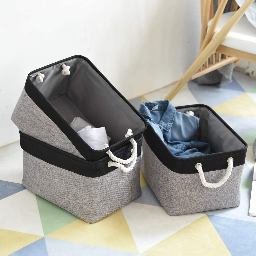 TheWarmHome Collapsible Storage Bin for Shelves - 16x12x8 inch Large 3 Pack Storage Basket for