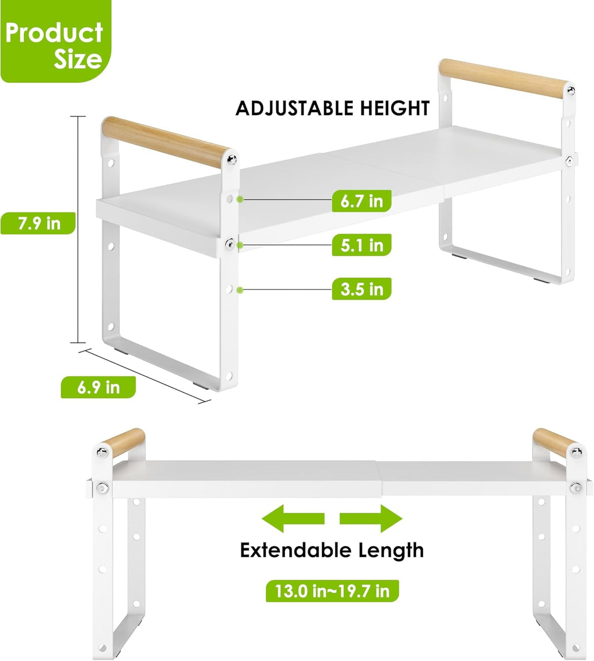 DOLALIKE Expandable kitchen Countertop Organizer, Stackable Cabinet Shelf Organizers, Space Saving