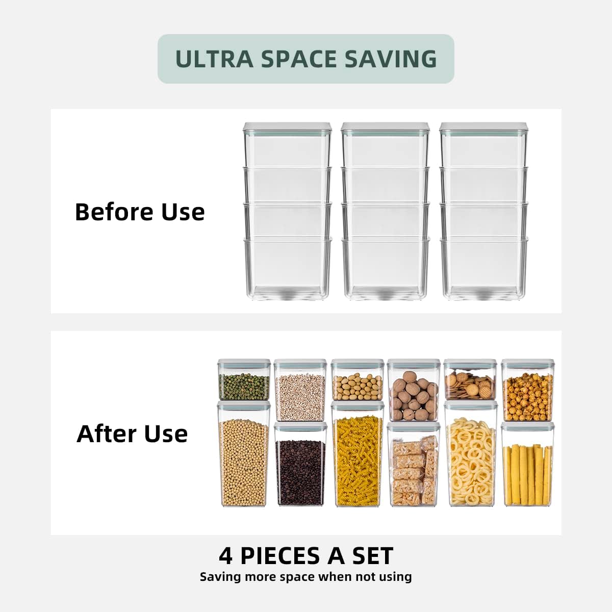 12 Pcs Pop Airtight Food Storage Containers with Lids for Kitchen Pantry Organization Stackable