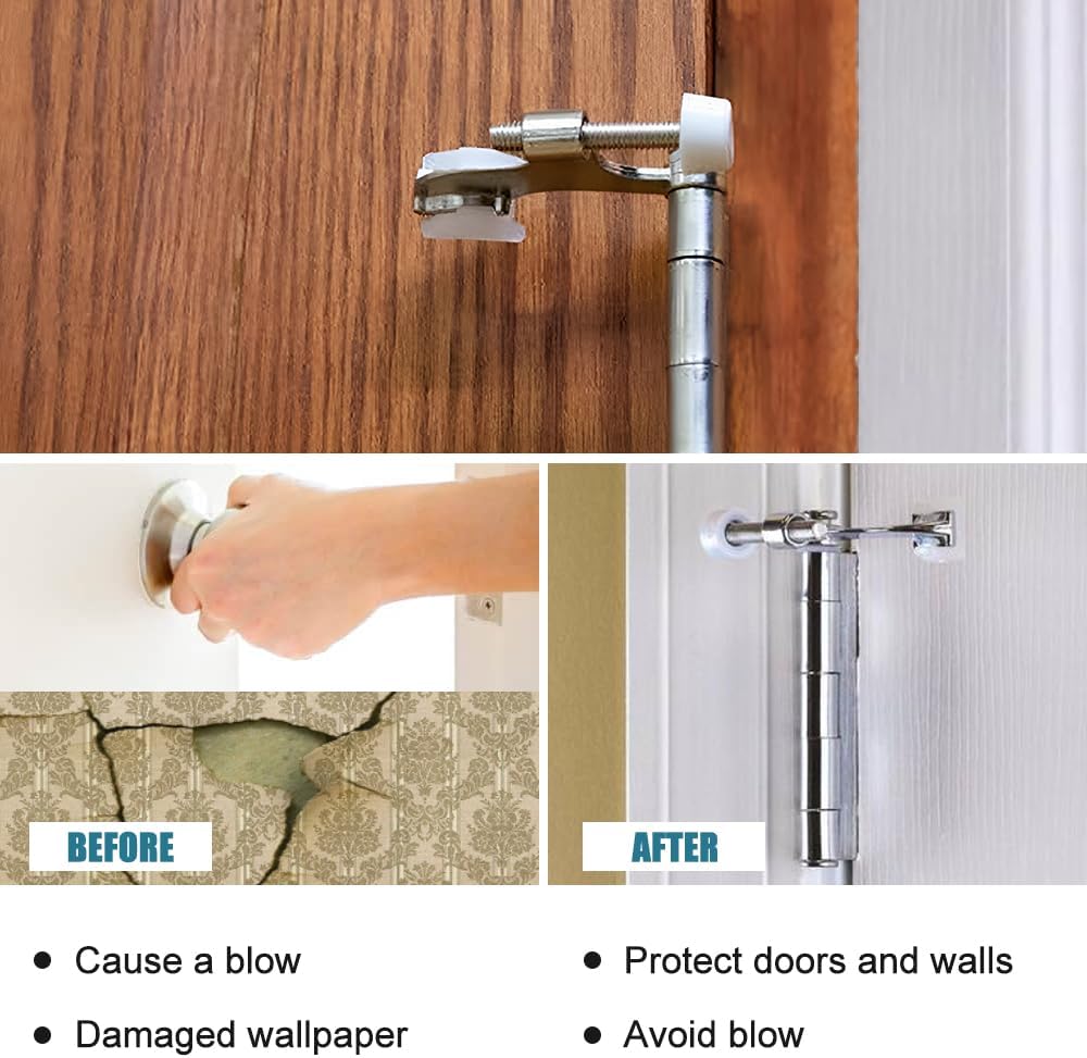 12 Pack Hinge Pin Brushed Nickel Door Stopper, Adjustable Heavy Duty Hinge Pin Door Stop with