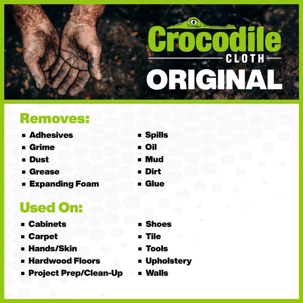 Crocodile Cloth Original Cleaning Wipes, 600 Count (6 Packs of 100) – Heavy-Duty 15” x 10”