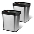 2 Pack Stainless Steel Trash Can 3 Gallon, Open Top Trash Can, 8" x 11" x 13", Rectangle Rubbish