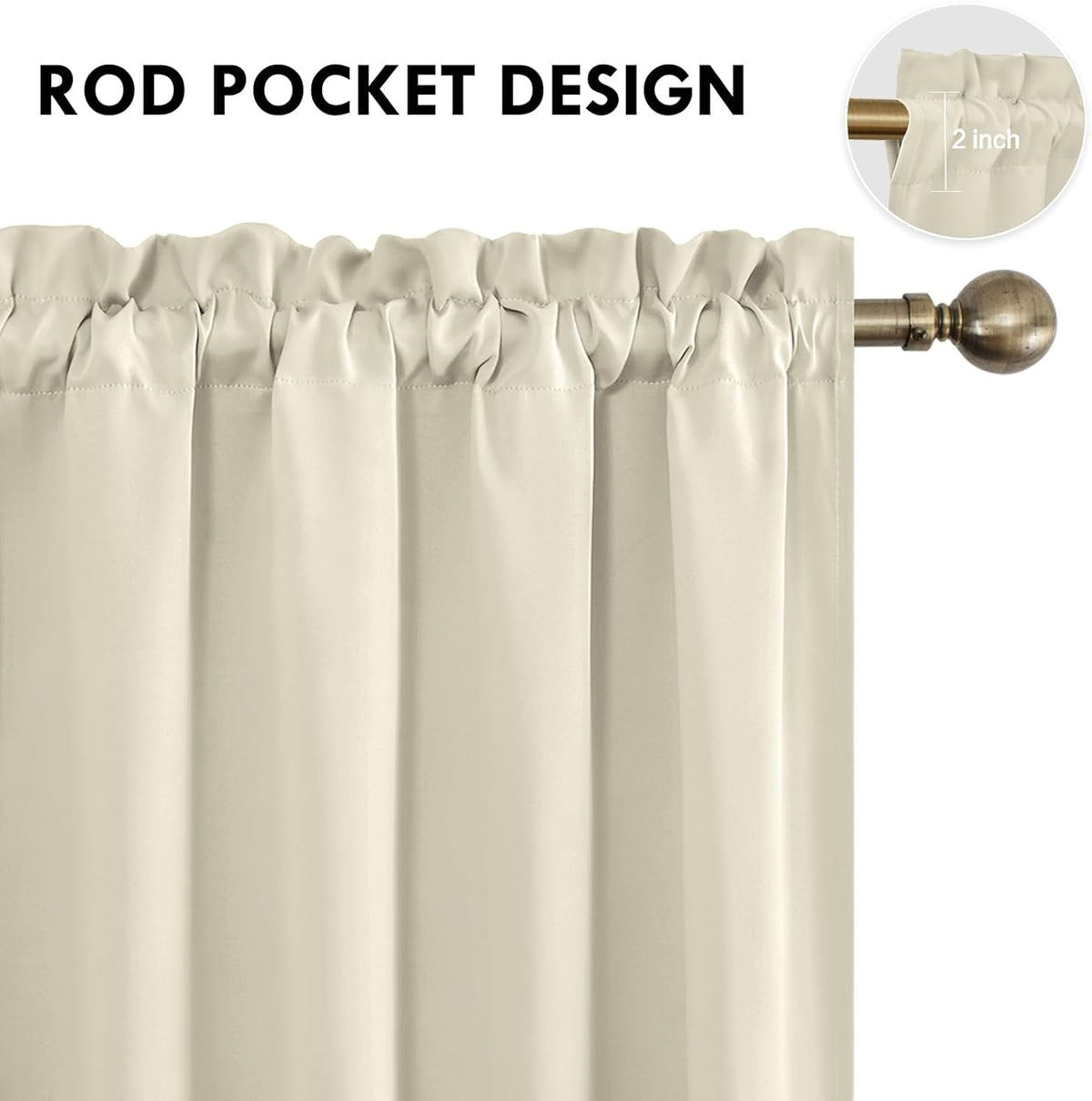 DWCN Thermal Short Blackout Curtains for Bedroom/Kitchen, Energy Saving Room Darkening Curtains for