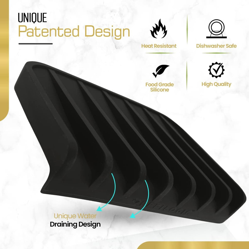 Effilogic Silicone Sponge Holder – Self-Draining Kitchen Sink Organizer, Quick Dry Mat and Counter