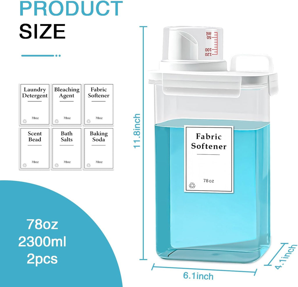 3 Pack Laundry Detergent Dispenser, 78oz Laundry Soap Dispenser, Refluxable Laundry Detergent