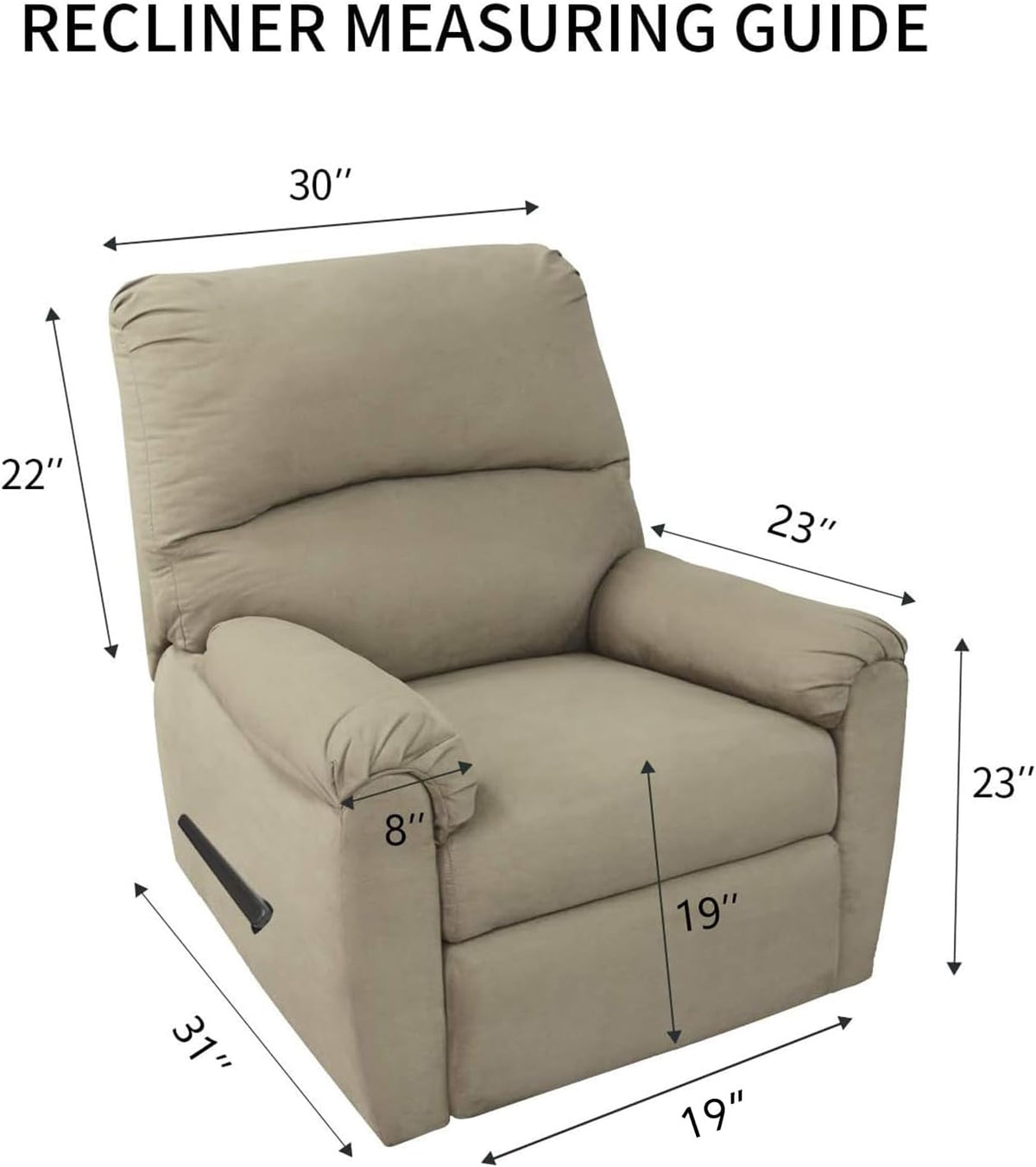 PureFit Reversible Quilted Recliner Sofa Cover, Water Resistant Slipcover Furniture Protector