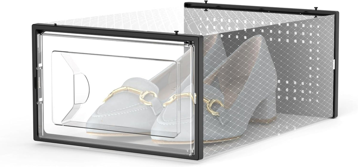 Kuject 15 Pack Shoe Storage Boxes, Clear Plastic Stackable Shoe Organizer for Closet, Connect Left