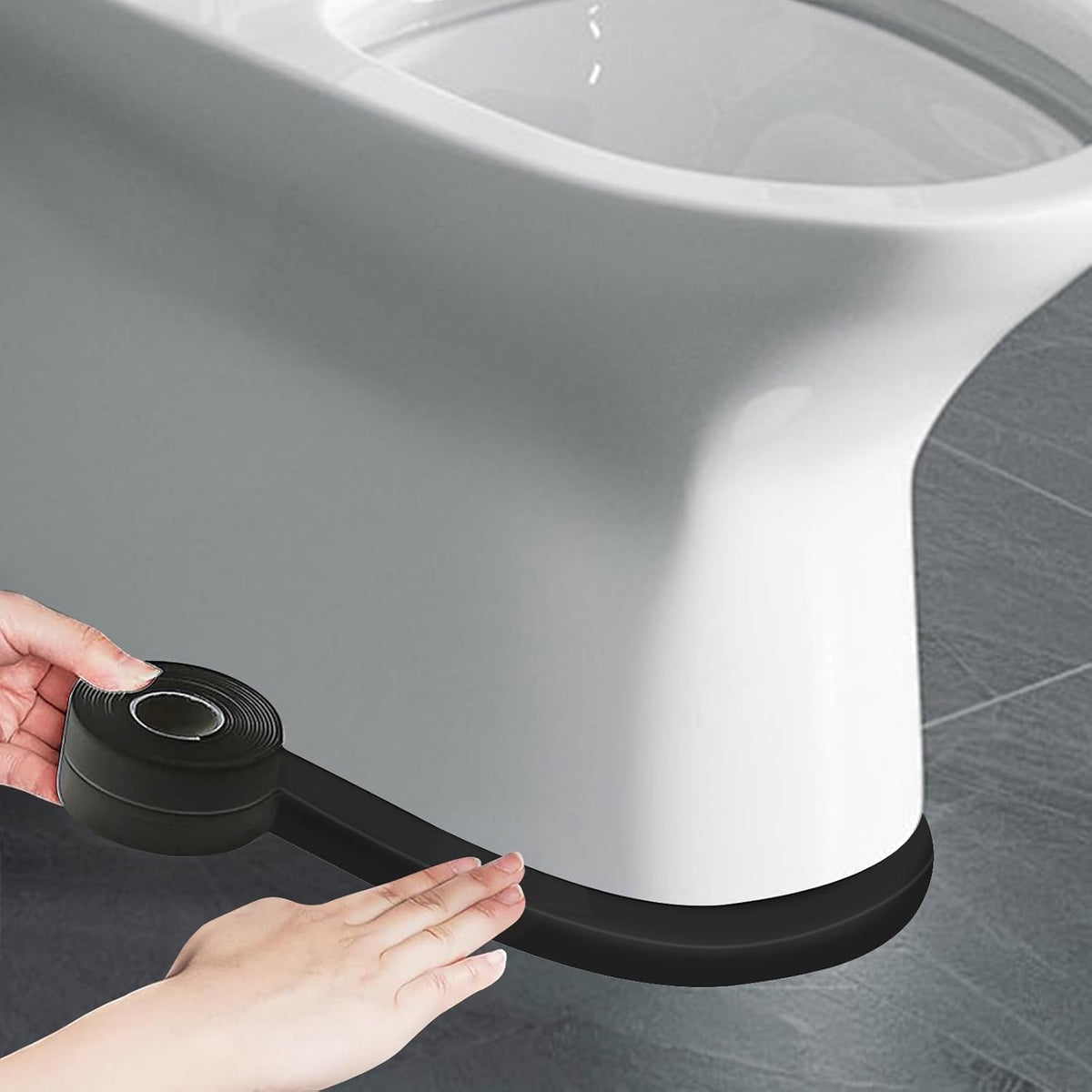 ABSOFINE Caulk Tape Waterproof Self Adhesive, Black Toilet Caulk Sealant Tape, Shower Seal Strip