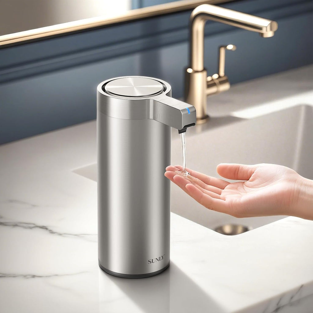 SUNLY Touchless Automatic Soap Dispenser – Clog-Free Pump, 0.2s Fast Sensor, USB-C Rechargeable