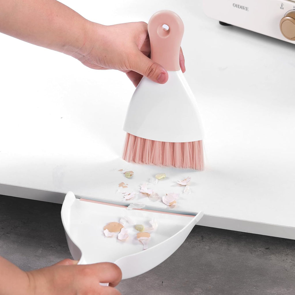 NACENA Mini Dustpan and Brush Set, Small Broom and Dustpan Set Dust Pan and Mini Hand Broom Dustpan