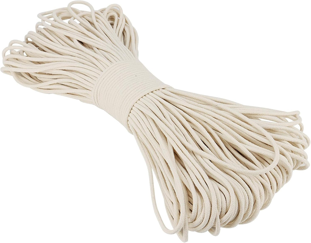 SOUJAP 5/32 Inch White Natural Cotton Clothesline Rope, 4mm x 328 Feet Cotton Sash Cord for Window