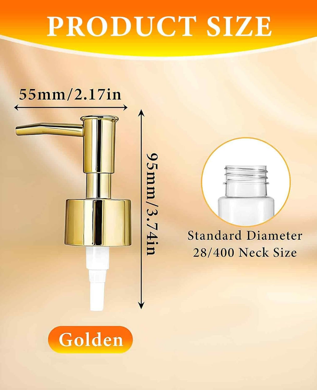 6 Pack Gold Soap Dispenser Pump, Top Replacement for Lotion & Regular Glass Bottles (Standard