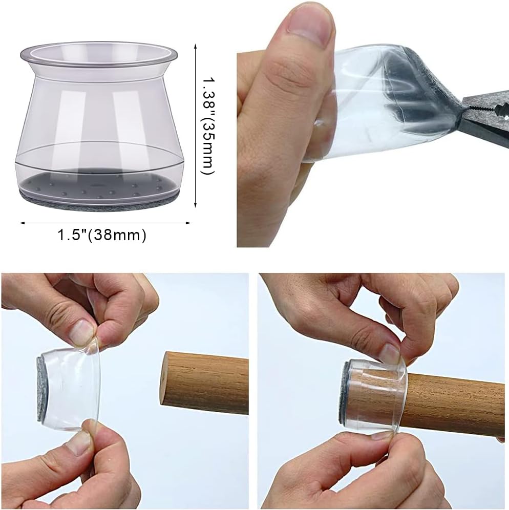 BUMACO 40Pcs Chair Leg Floor Protectors Chair Leg Protectors for Hardwood Floors Silicone Pads