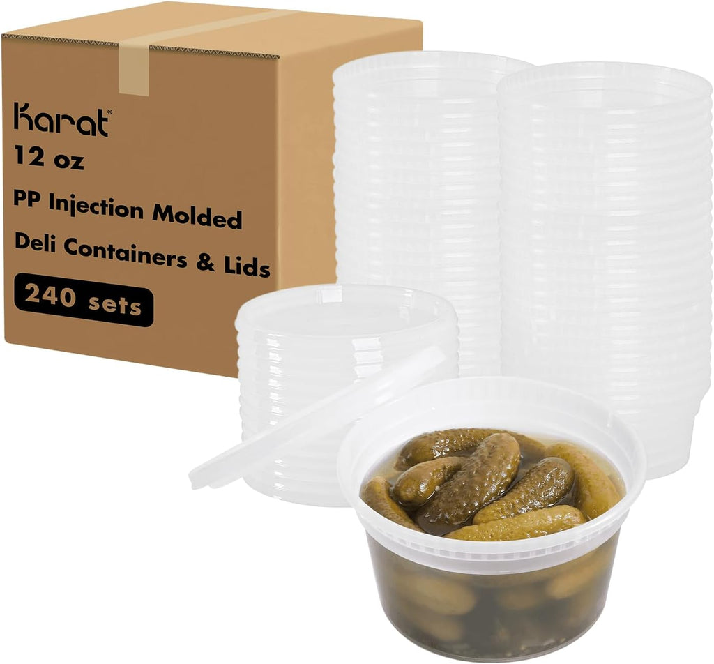 Karat [12oz - 240 ct] Clear PP Injection Molded Round Deli Containers with Lids (FP-IMDC12-PP)