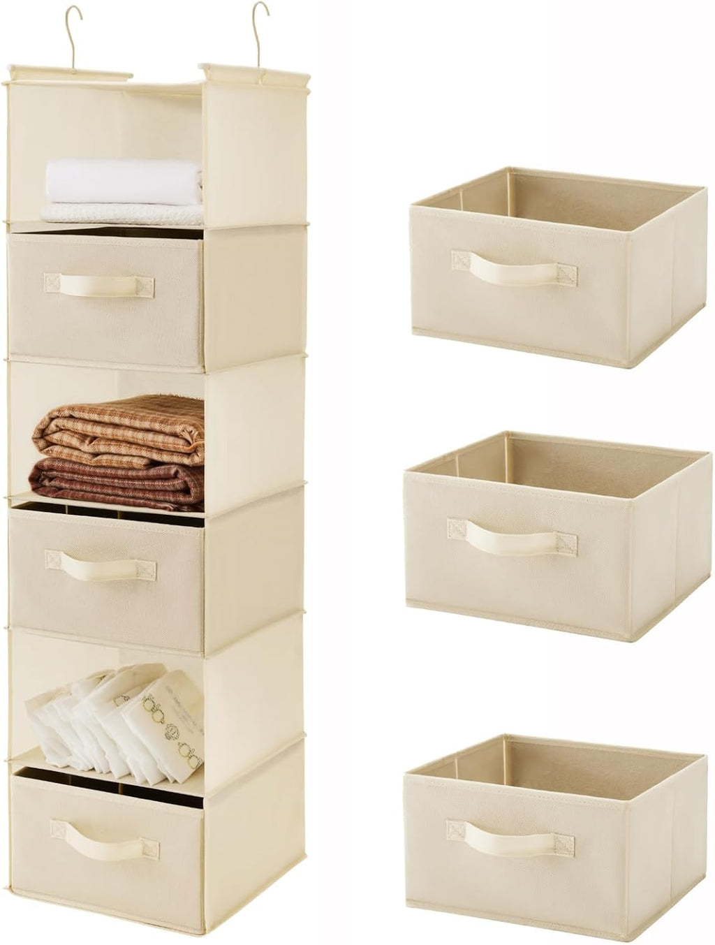 MAX Houser 6 Tier Shelf Hanging Closet Organizer, Closet Hanging Shelf with 2 Sturdy Hooks for