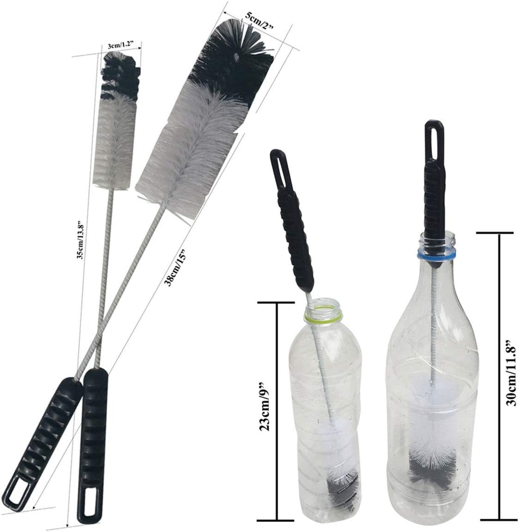 NewFerU Wire Bottle Cleaning Brush Set Small Large Thin Long Handle, Utility Cleaner Bendable