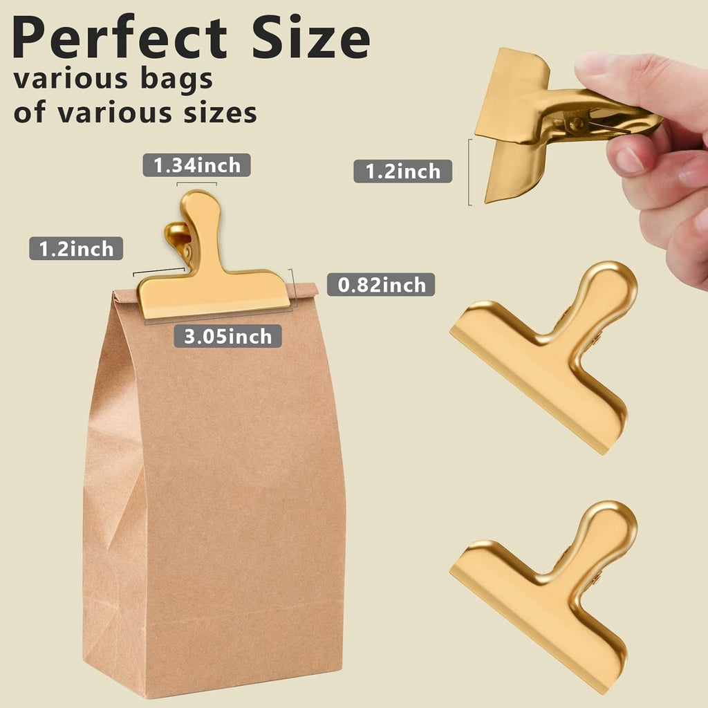 20 Pack 3 Inch Wide Stainless Steel Chip Clips Food Bag Clips Heavy Duty Bag Clamp, Chip Clip Metal