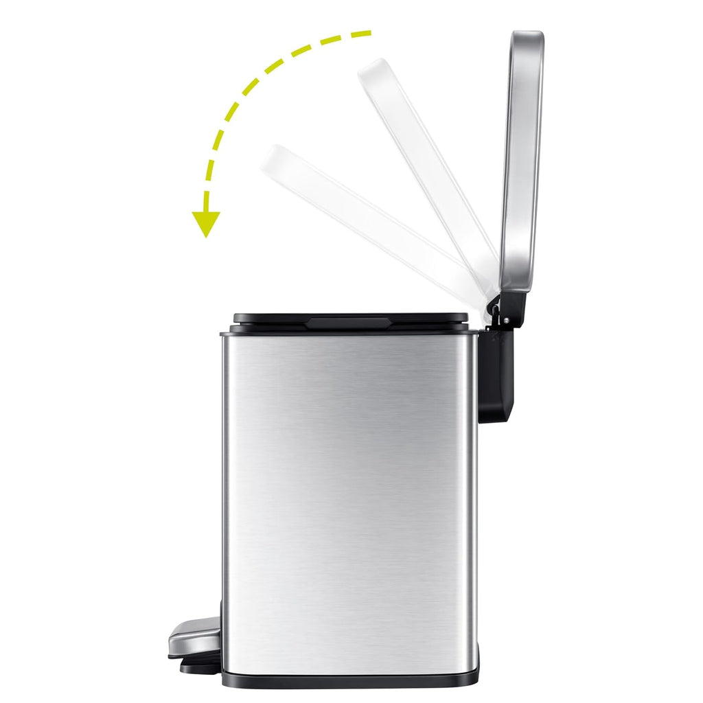 EKO Madison 6L / 1.6 Gal Bathroom Trash Can with Lid and Removable Inner Basket, Rectangular Small