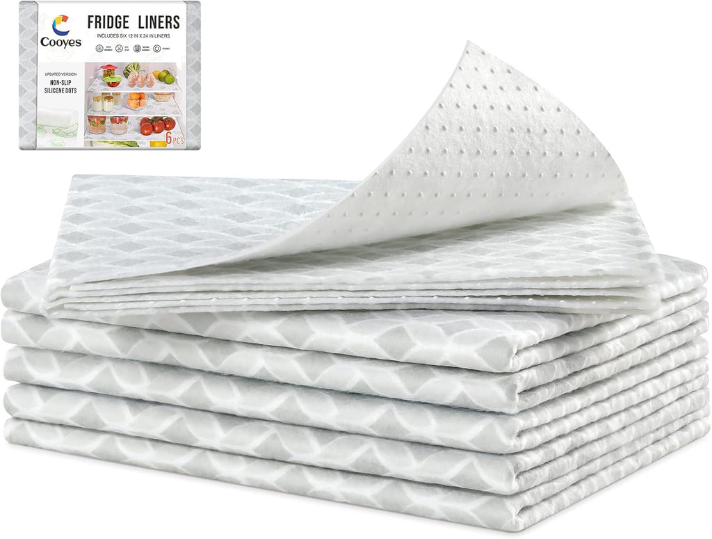 Cooyes Refrigerator Liners 17.7" x 24", Absorbent Strong Grip Fridge Mats Machine Washable