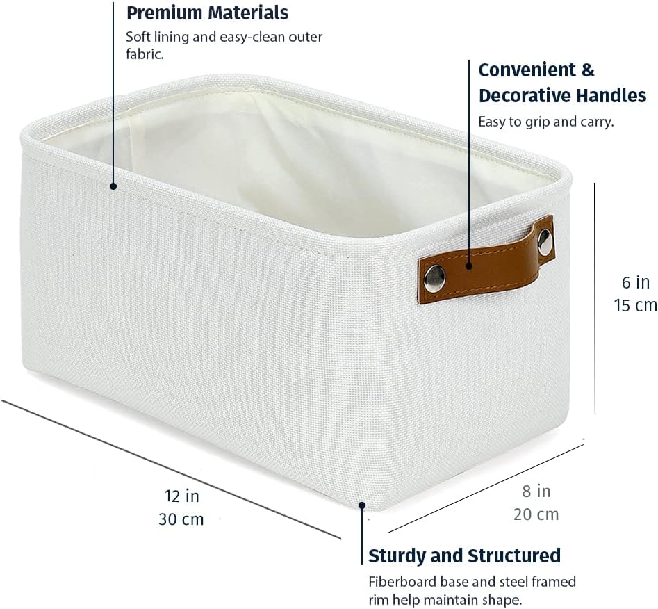 OrganiHaus Small Fabric Storage Baskets for Shelves 6 Pack, 12x8in Closet Storage Bins for Shelves