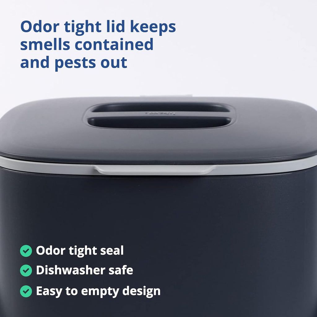 Blue Ginkgo Kitchen Compost Bin [2.6L / 0.69 GAL] – Filter-Free, Odor-Tight Countertop Food Waste