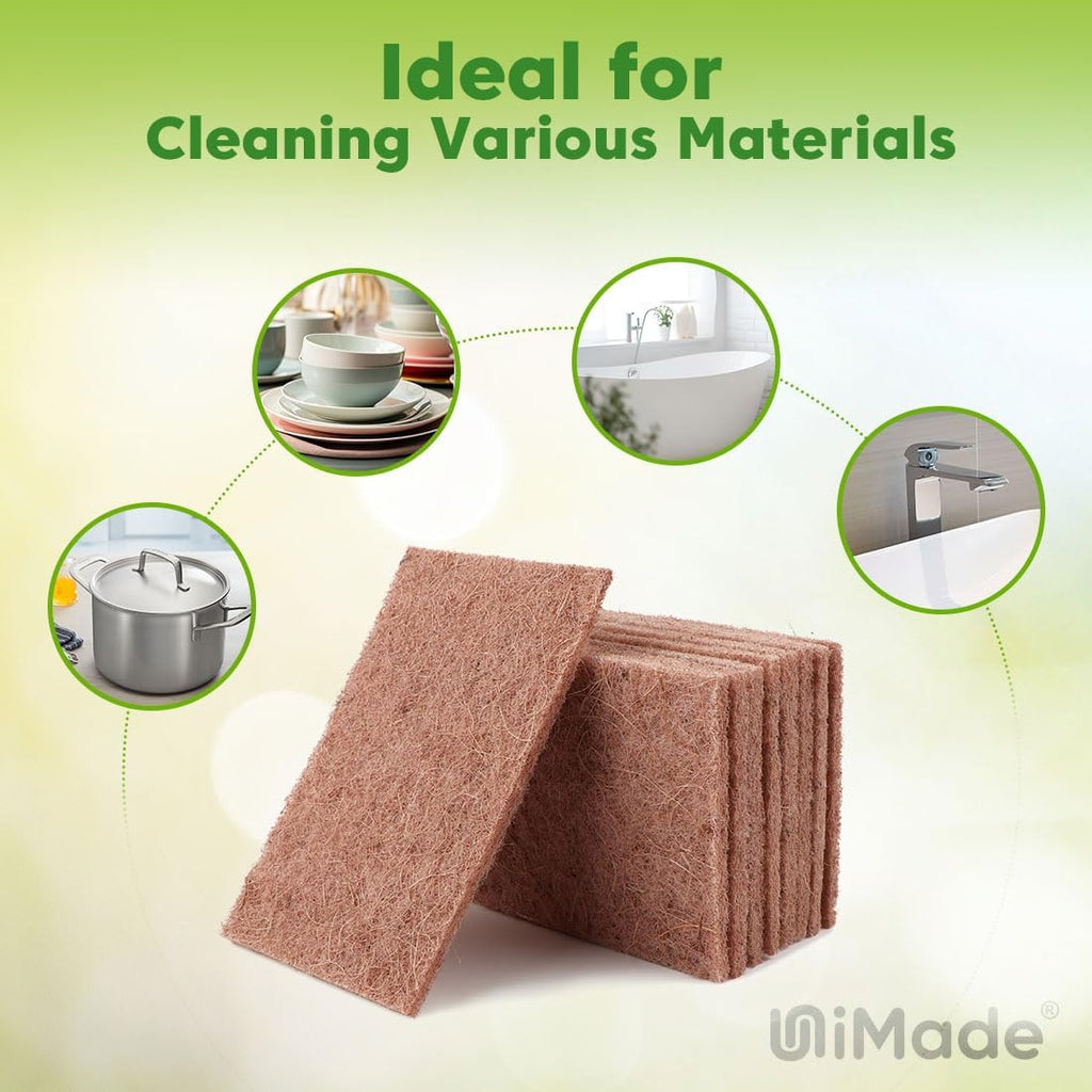 Natural Sisal Non-Scratch Scouring Pads, 96Pcs Plant Based Household Scour Pads for Kitchen, Garage