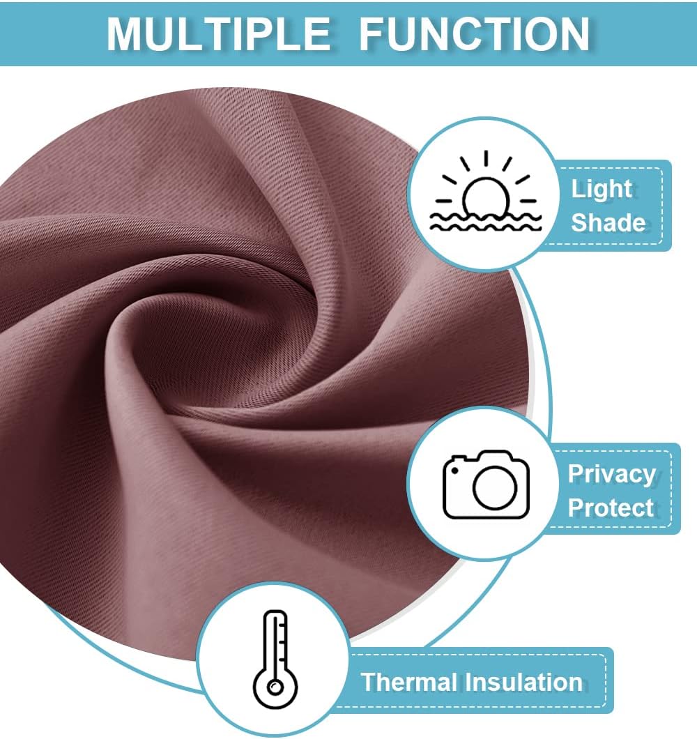 RYB HOME Bathroom Window Curtains - Blackout Curtains Small Window Short Drapes for Kitchen Bedroom