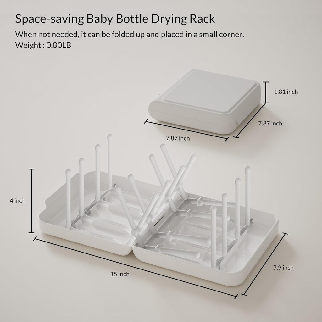 Travel Bottle Drying Rack Space Saving,Foldable Bottle Drying Rack with 16 Ribs,Portable Baby