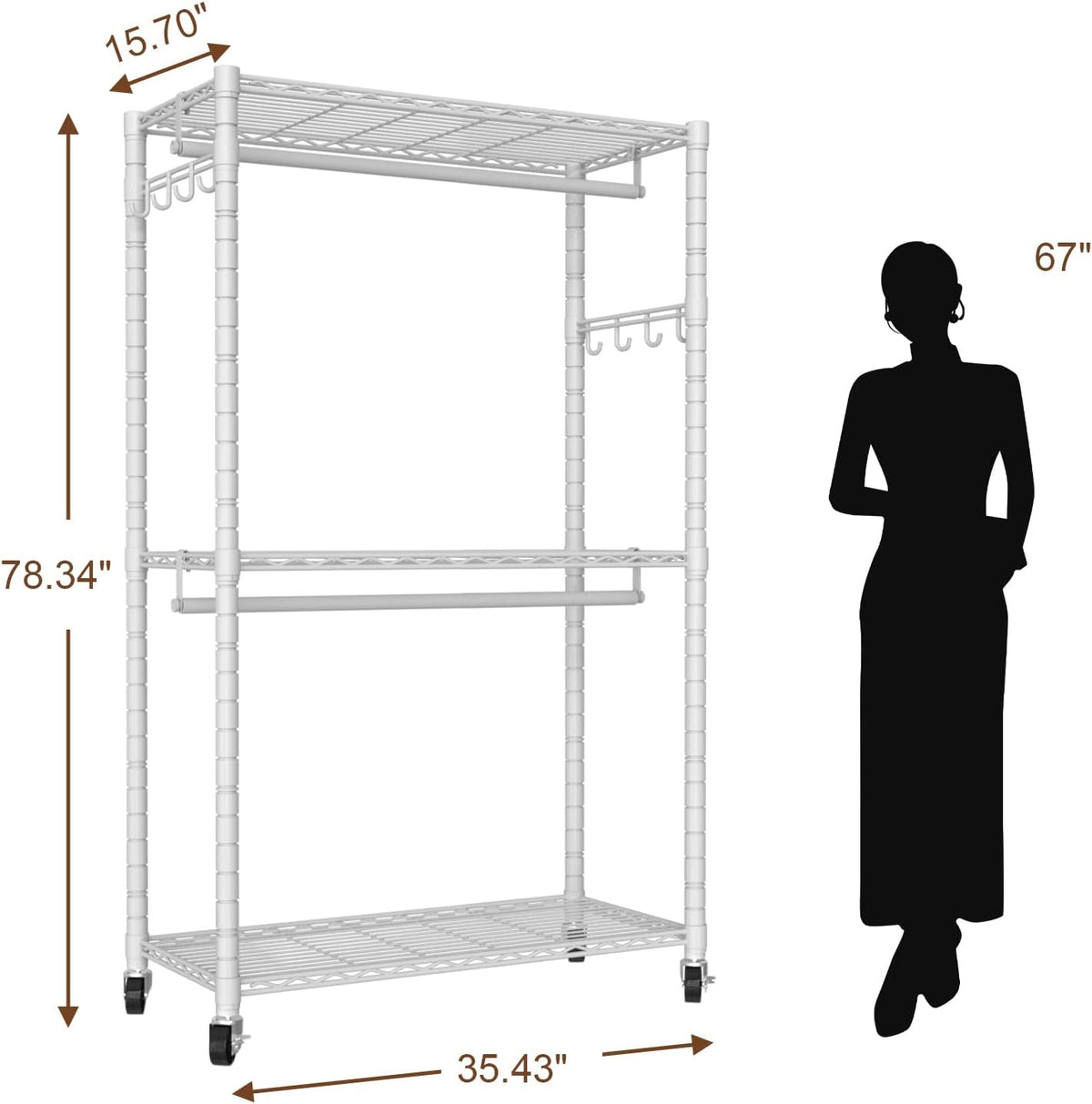 Clothes Rack, Clothing Rack for Hanging Clothes, 3 Tiers Adjustable Heavy Duty Closet Organizer