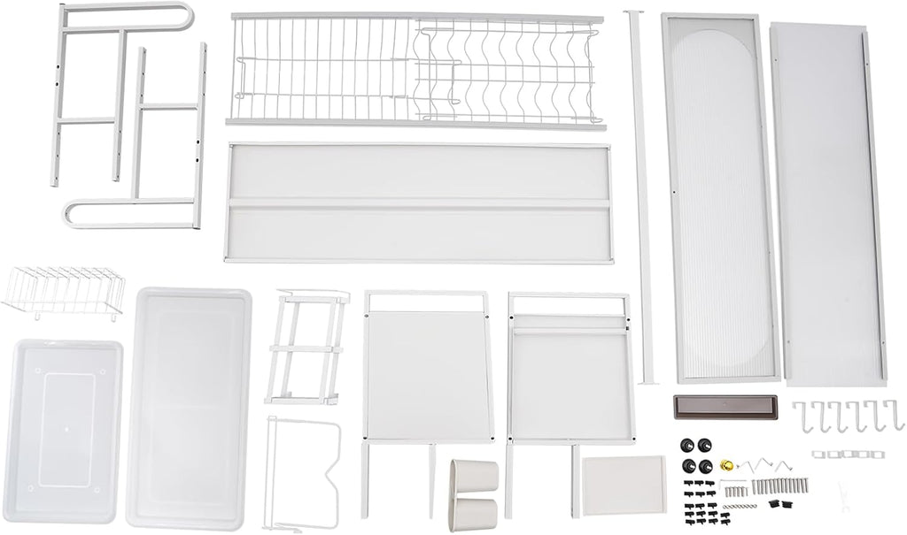 3 Tier Over The Sink Dish Drying Rack W/Clear Cabinet Door, Adjustable Dish Drainer Rack, White