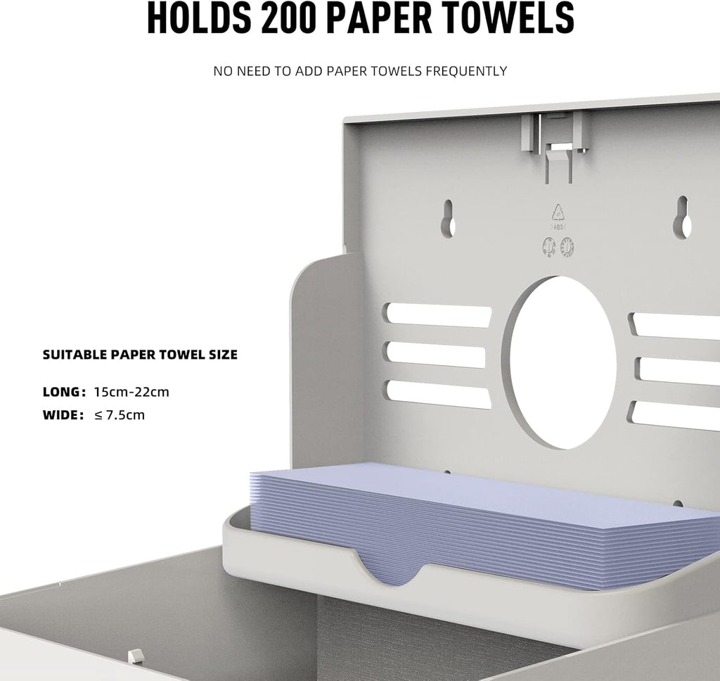 Paper Towel Dispenser Wall Mount, Adhesive No Drilling Multifold Trifold C Fold Commercial Hand