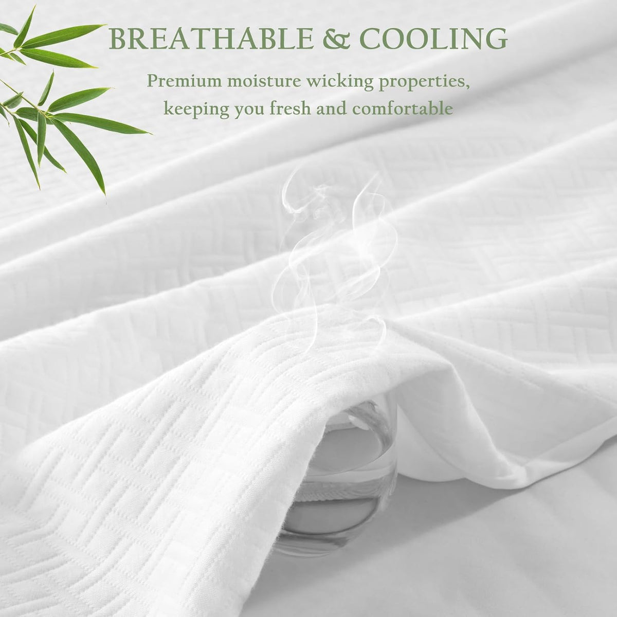 100% Waterproof King Mattress Protector, Breathable Bamboo Rayon Mattress Cover with 8”-21” Deep